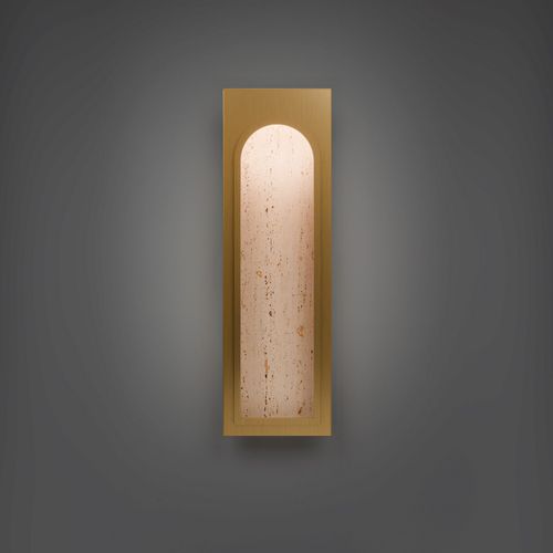 Beige Travertine Aged Brass LED Wall Sconce from the Cadey Collection