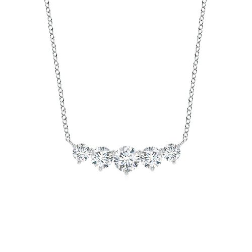 Angara 0.5 Carat Graduated Five Stone Round Lab-Grown Diamond Necklace in 14K White Gold