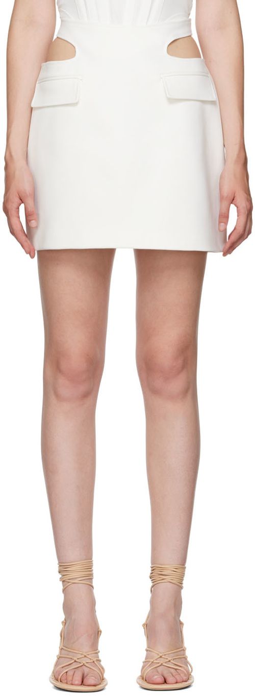 White Y Front Mini Skirt