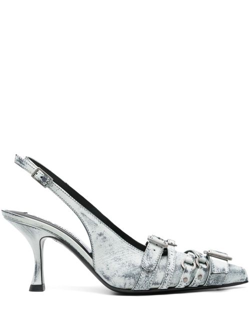 85mm slingback leather pumps - White