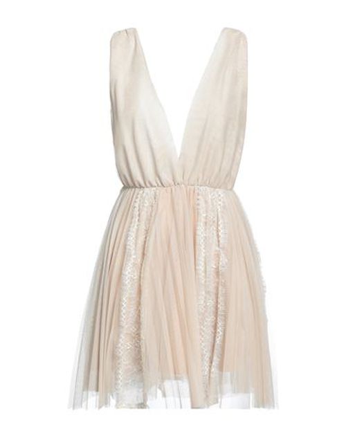 Woman Mini dress Beige Size 8 Polyester, Elastane