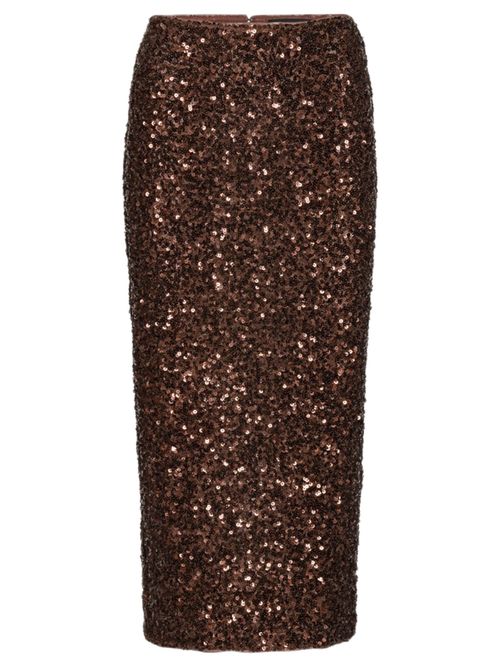 Sequined Pencil Skirt Midi Lined with Back Zip Closure (Size 34)