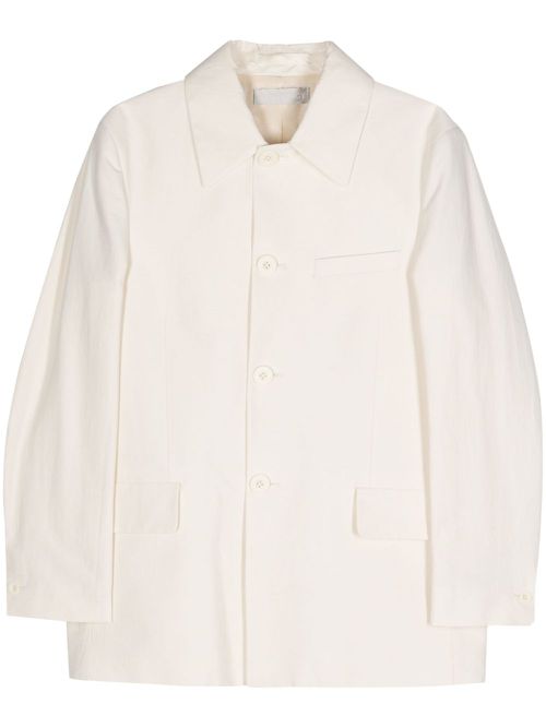 Button-up cotton-blend jacket - Neutrals