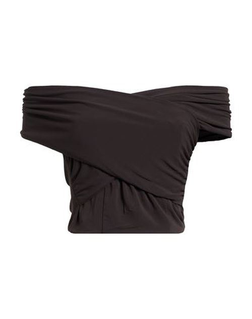 Mem. js Woman Top Chocolate brown Size S Acetate, Nylon, Elastane