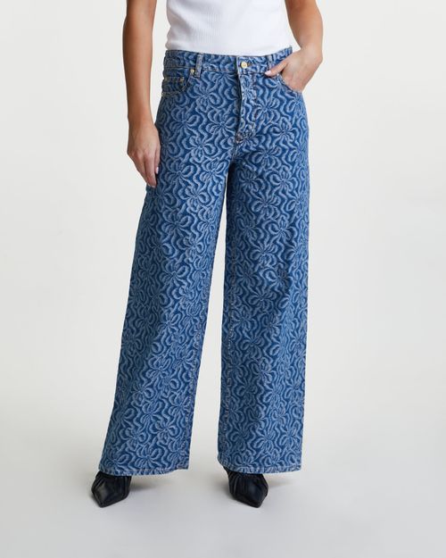 Ganni Jeans Jacquard Wide Denim Mid blue