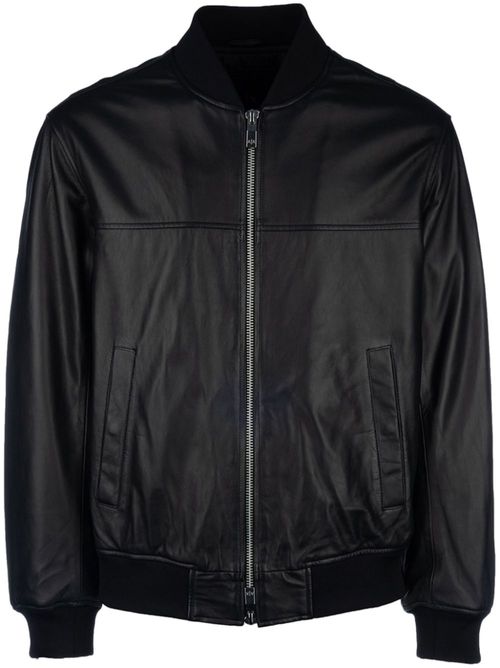 Leather bomber jacket - Black