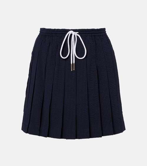 Pleated striped wool miniskirt