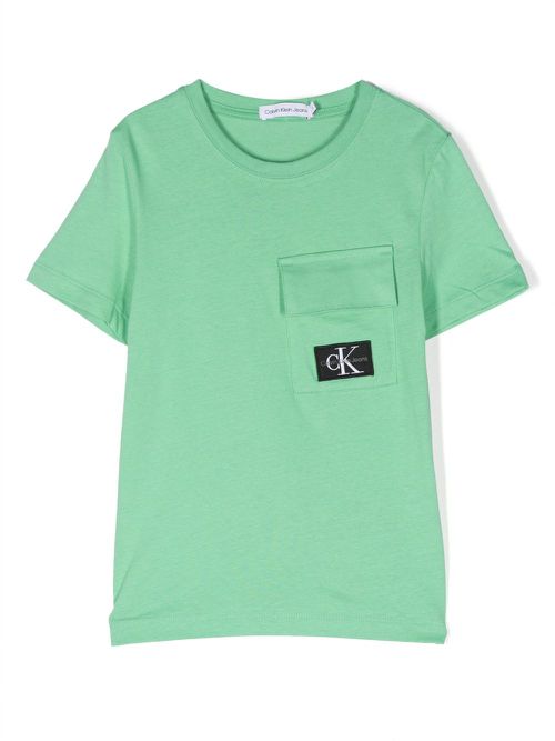 Logo-patch flap-pocket T-shirt - Green