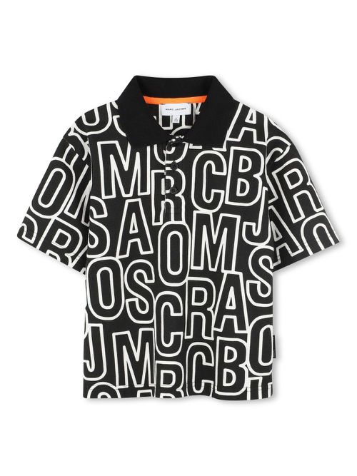 Monogram-logo polo shirt - Black