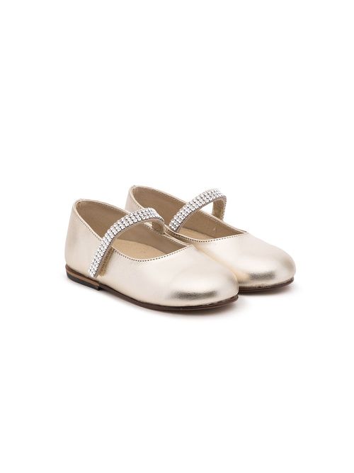 Crystal-embellished ballerina shoes - Gold