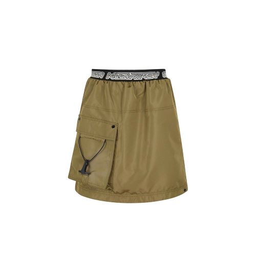 Cargo-Pocket Nylon Mini Skirt — Beige