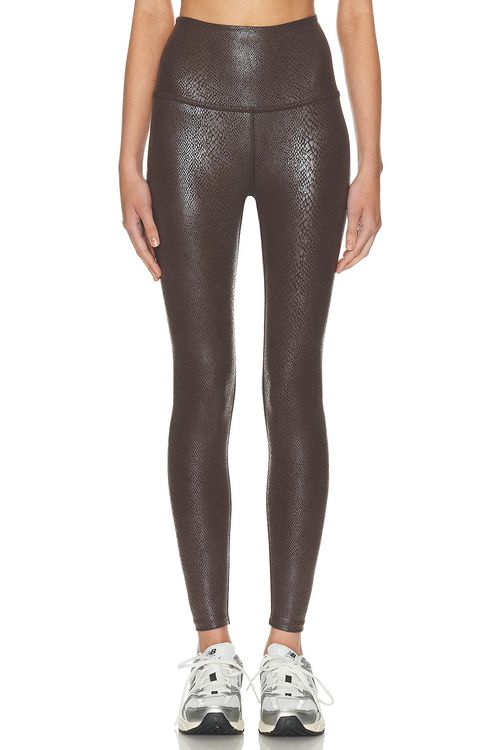 Beyond Yoga PowerShine High Waisted Midi Legging in Viper Espresso - Chocolate. XS also in L