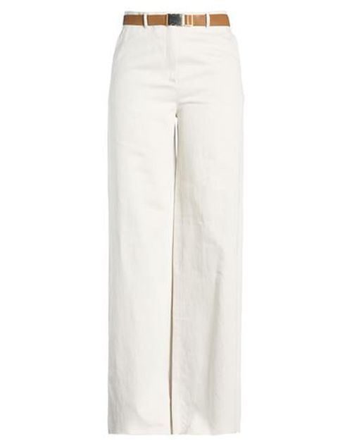 Woman Pants Light grey Size 12 Cotton, Linen