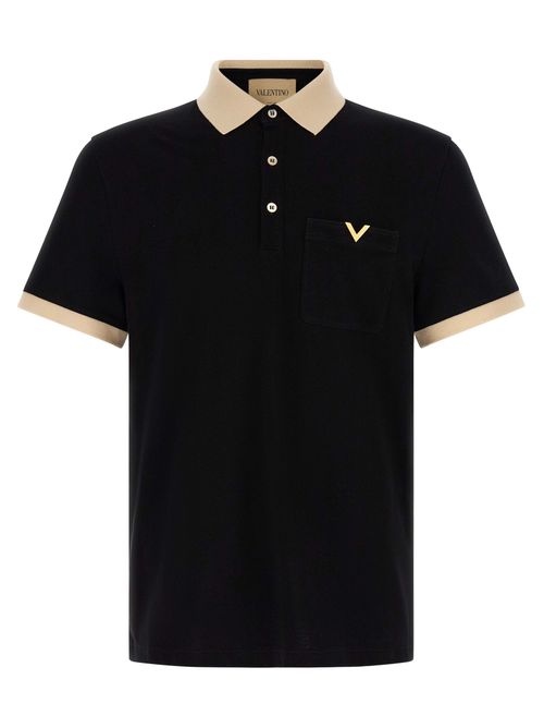 Bicolor Cotton Polo Shirt — Black