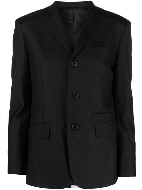 Bead-appliqué wool blend blazer - Black