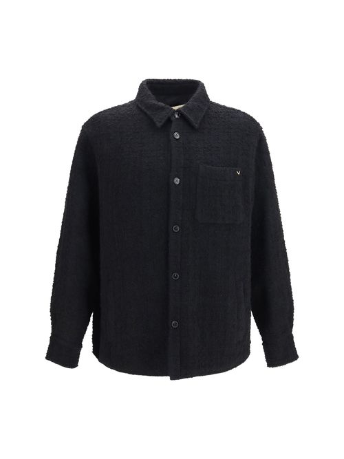 Textured High-Neck Jacket — Black
