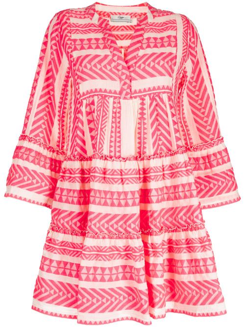 Ella zigzag-patterned short dress - Pink