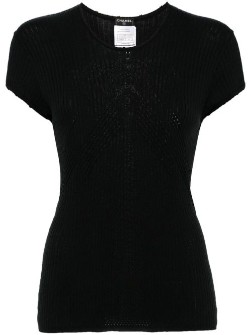 2004 CC pointelle-knit top - Black