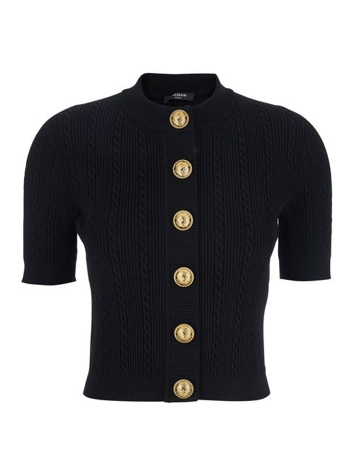 Ss Buttoned Torsade Knit Cardigan