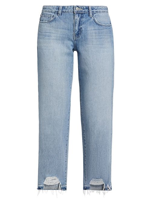 Women's Blaine Distressed Denim Low-Rise Stovepipe Crop Jeans - Albee