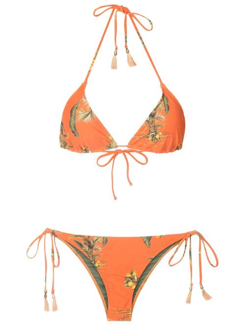 Maya floral-print bikini top - Orange