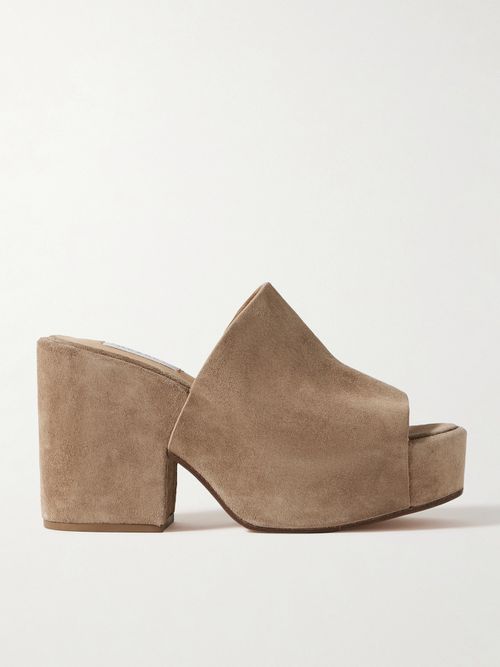 Ares Suede Platform Mules - Neutrals