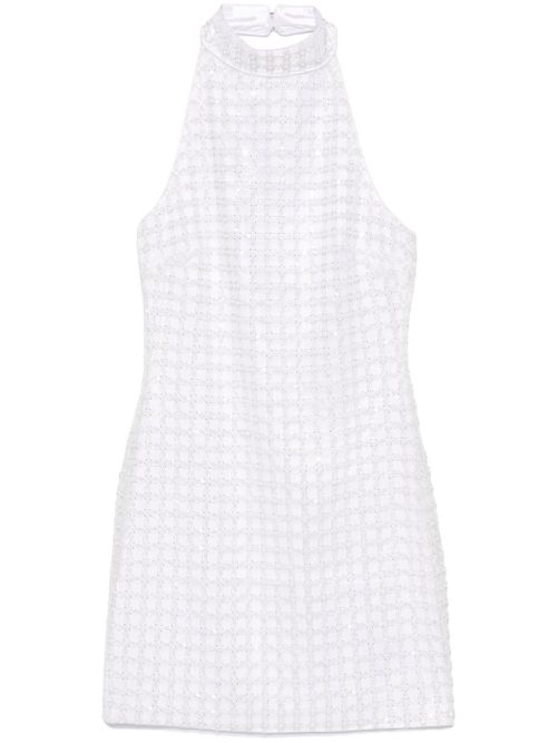 Beaded halterneck mini dress - White