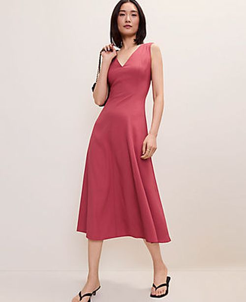 Ann Taylor V-Neck Flare Midi Dress