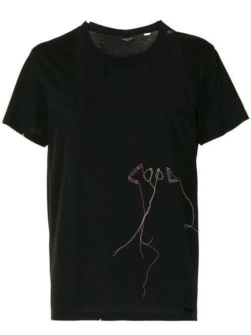 Embroidered detailing T-shirt - Black