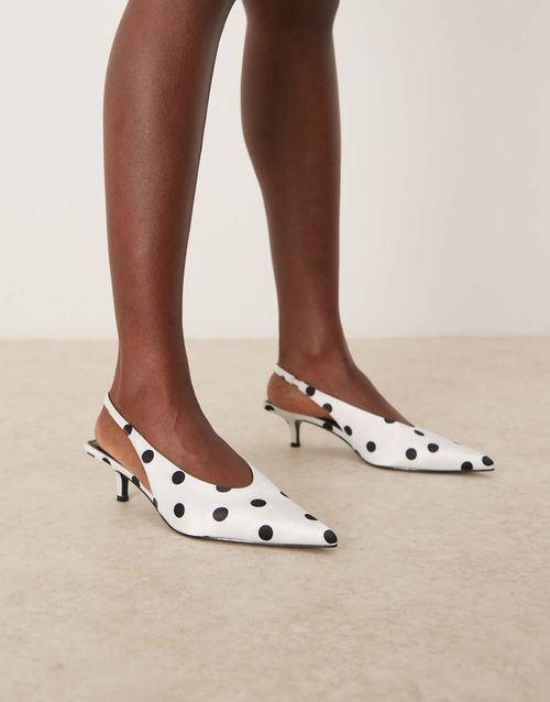 Sydney slingback kitten heel shoes in polka dots-Multi
