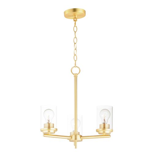 Satin Brass Three Light Chandelier from the Corona Collection