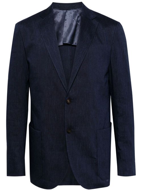 Mélange-effect single-breasted blazer - Blue