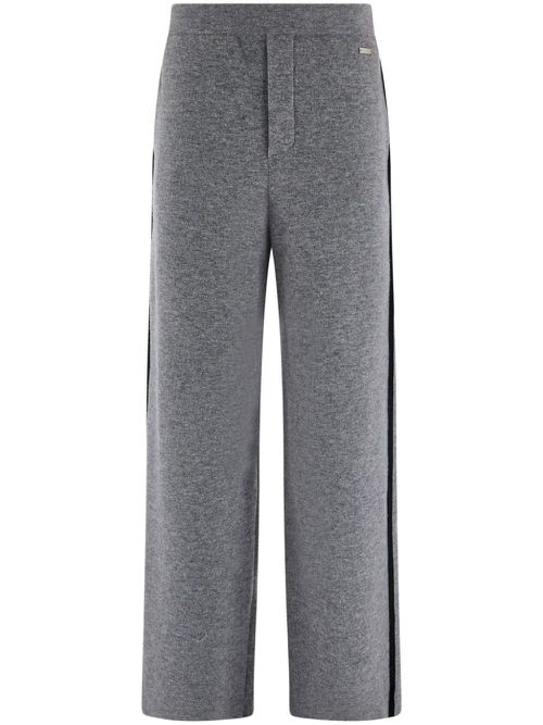 Logo-plaque wool-blend trousers - Grey