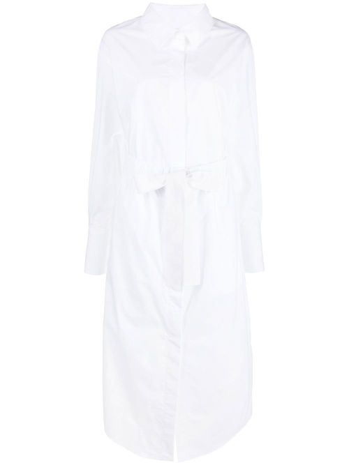 Belted long shirt dress - White