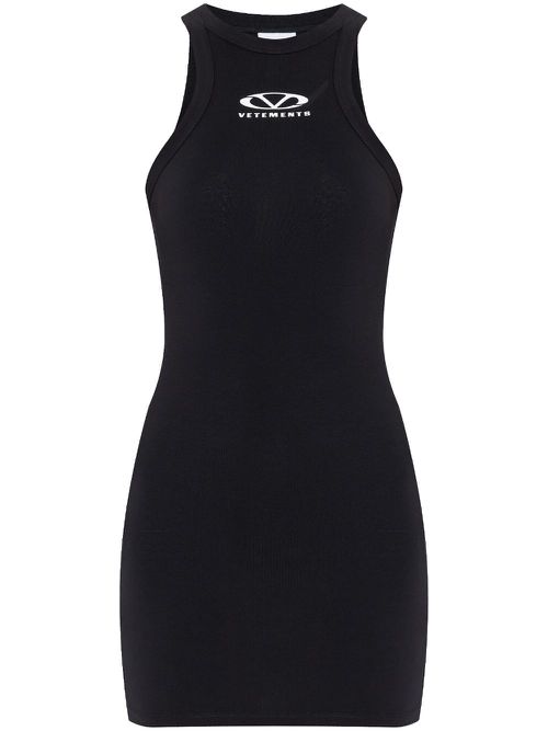 Logo-print mini dress - Black