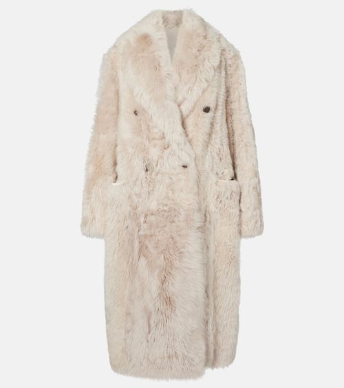 Double-breasted shearling coat