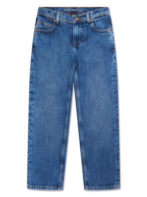 Logo-embroidered straight-leg jeans - Blue