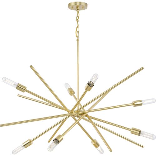 Satin Brass Eight Light Chandelier from the Astra Collection