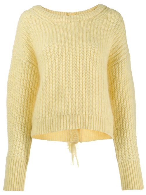 Scoop neck knitted jumper - Yellow