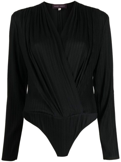 Ribbed-knit long-sleeve bodysuit - Black