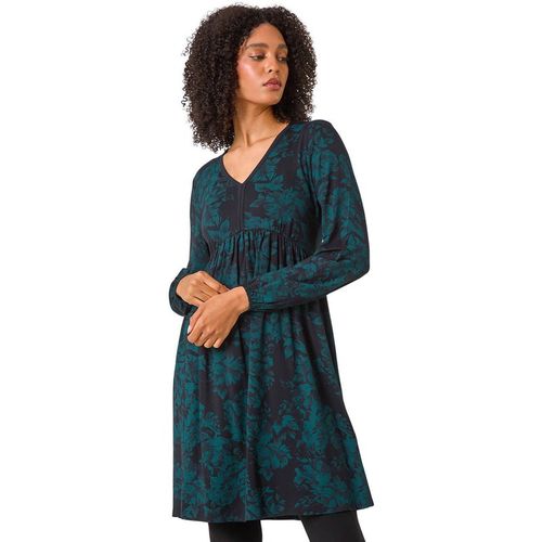 Floral Contrast Trim Stretch Dress