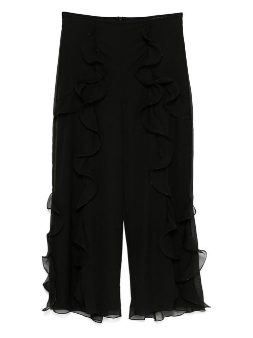 Ruffle-detailing trousers - Black