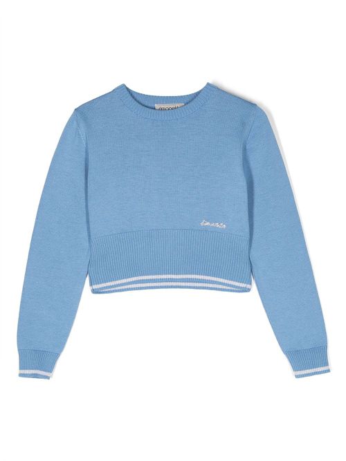 Crystal-embellished logo knitted jumper - Blue
