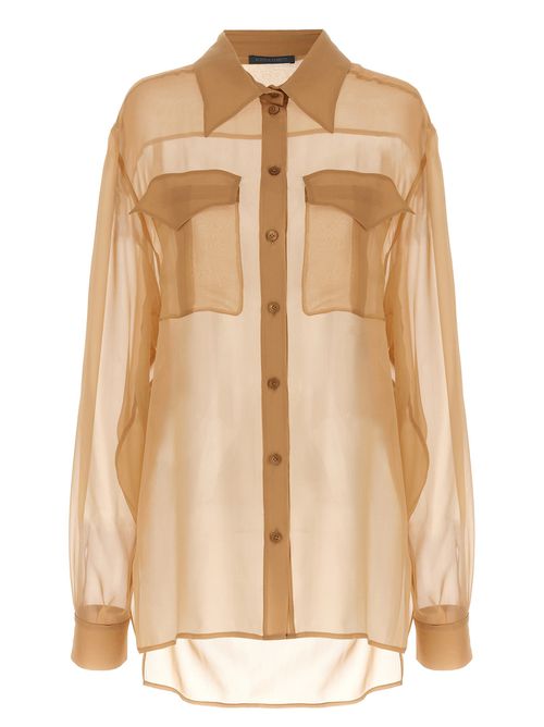-Chiffon Shirt Camicie Beige-Donna