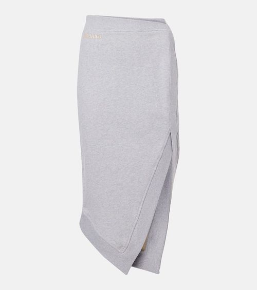 Logo asymmetric cotton jersey midi skirt