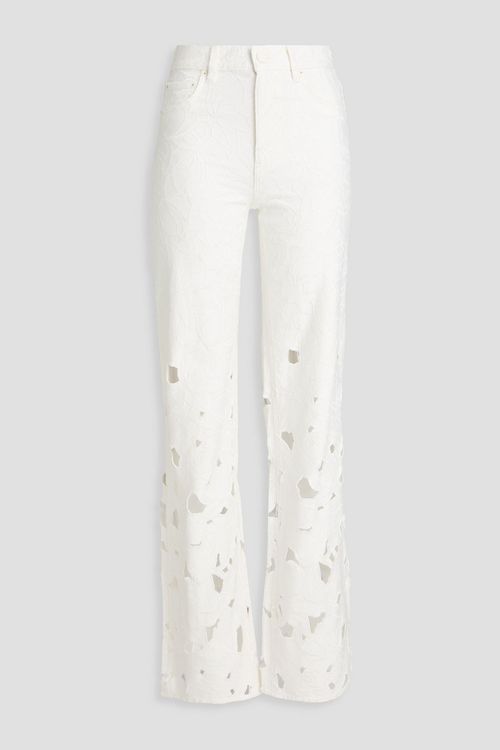 Alice Olivia - Weezy high-rise broderie anglaise jeans - White - 25