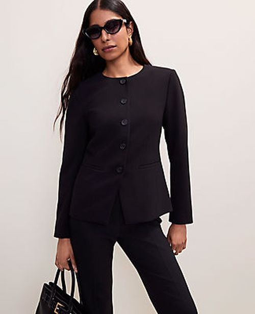 Ann Taylor Split Hem Jacket in Fluid Crepe