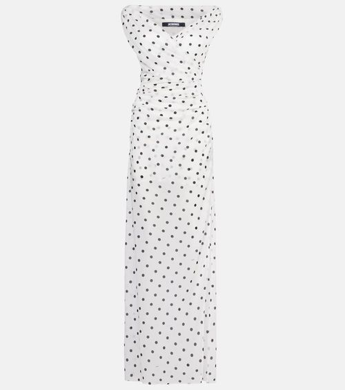 Rita polka-dot ruched maxi dress