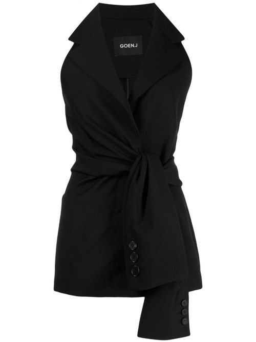 Knot-detailing sleeveless blazer - Black