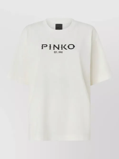 Pinko - crew neck graphic print nylon silk top